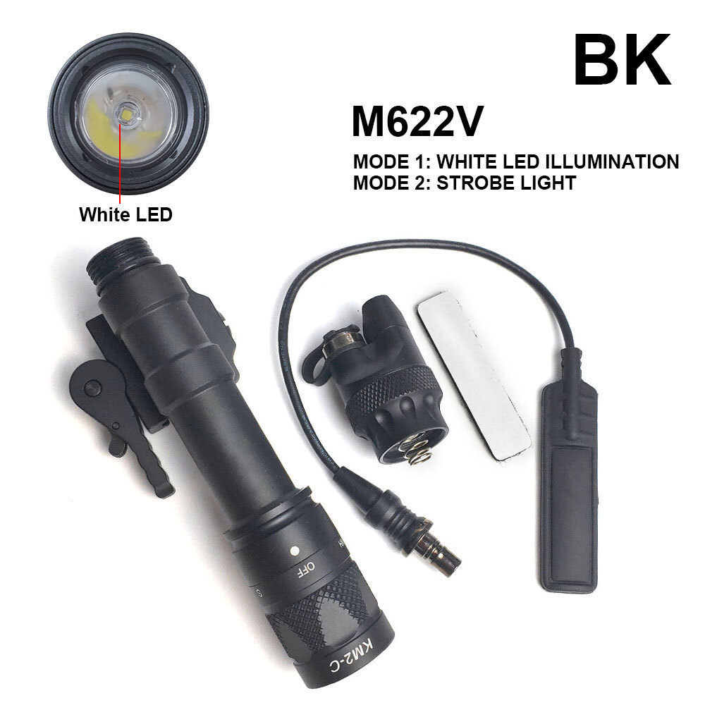 M622V Tactical Flashlight With Remote Switch LED Light Combo Strobe For Rifle