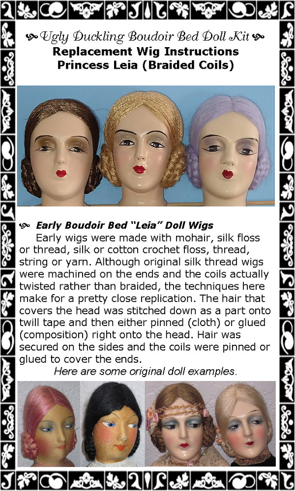 Boudoir Bed Doll Replacement Wig Leia braided coils INSTRUCTIONS ONLY