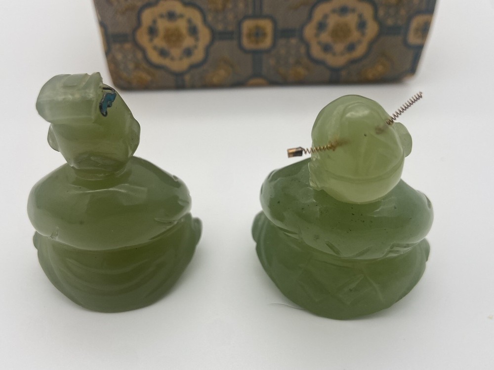 Vintage Jade ? Chinese Buddhas In Original Box And Baoding Meditation Balls