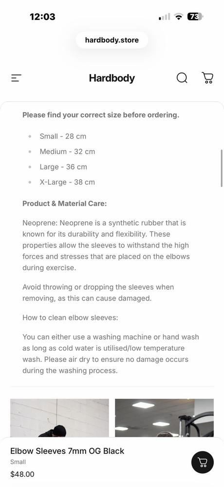Elbow Sleeves 7mm Size M-Hardbody