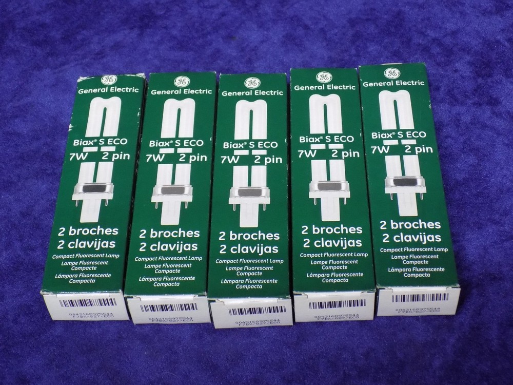 5 GENERAL ELECTRIC F7BX/827/ECO BIAX S ECO COMPACT FLUORESCENT LAMP 7W 2-PIN