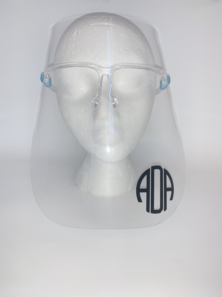 FACE SHIELD MASK • PERSONALIZED WITH MONOGRAM DECAL • CUSTOM & MADE TO ORDER