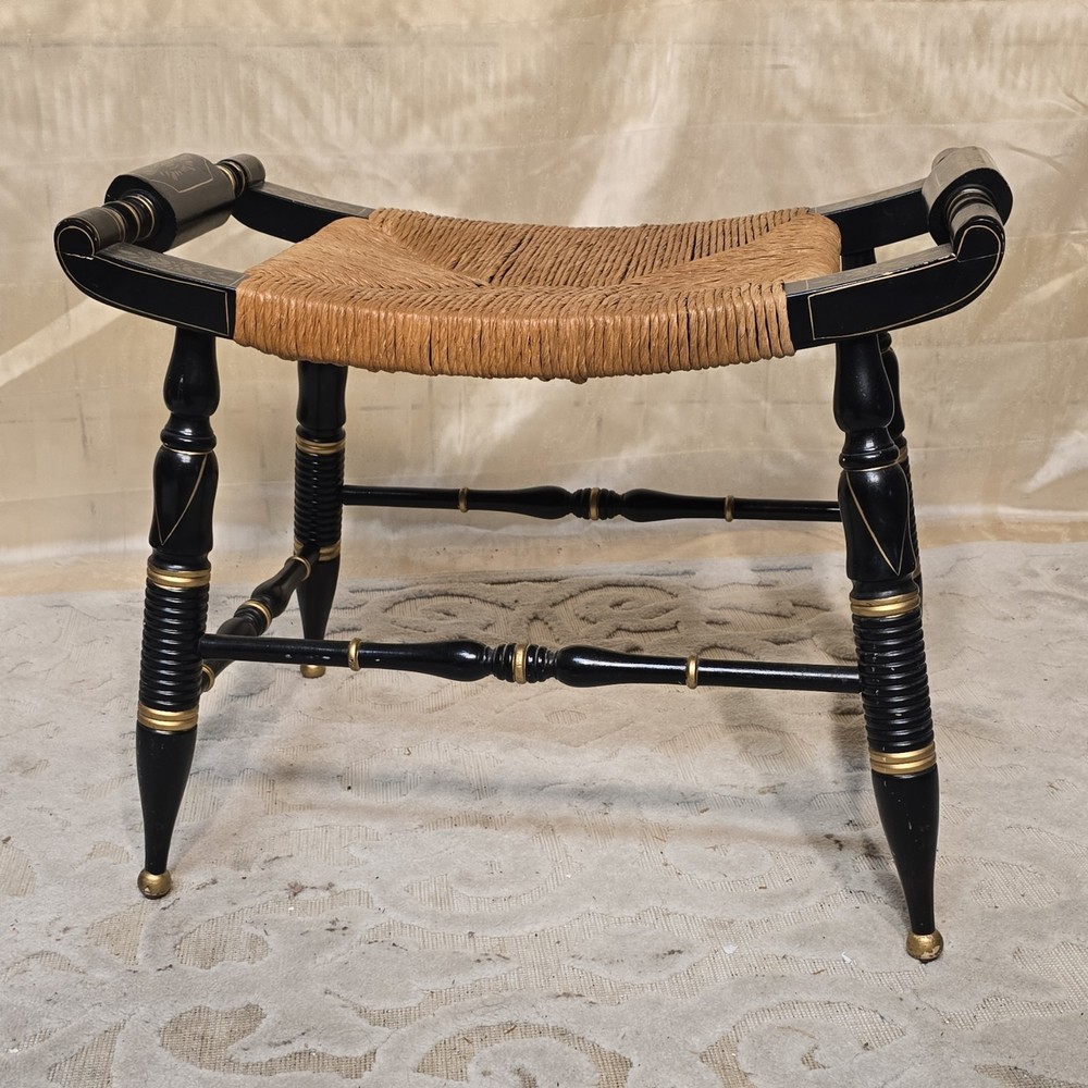 Vintage Hitchcock Rush Vanity Bench