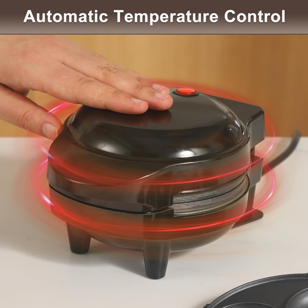 Mini Waffle Maker with Heart & Donut Plates