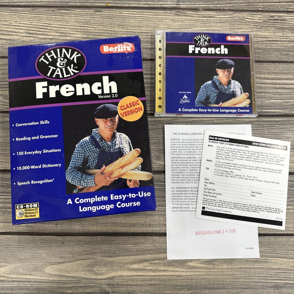 Think & Talk French Berlitz PC Program Software CD-Rom Version 2.0 1997
