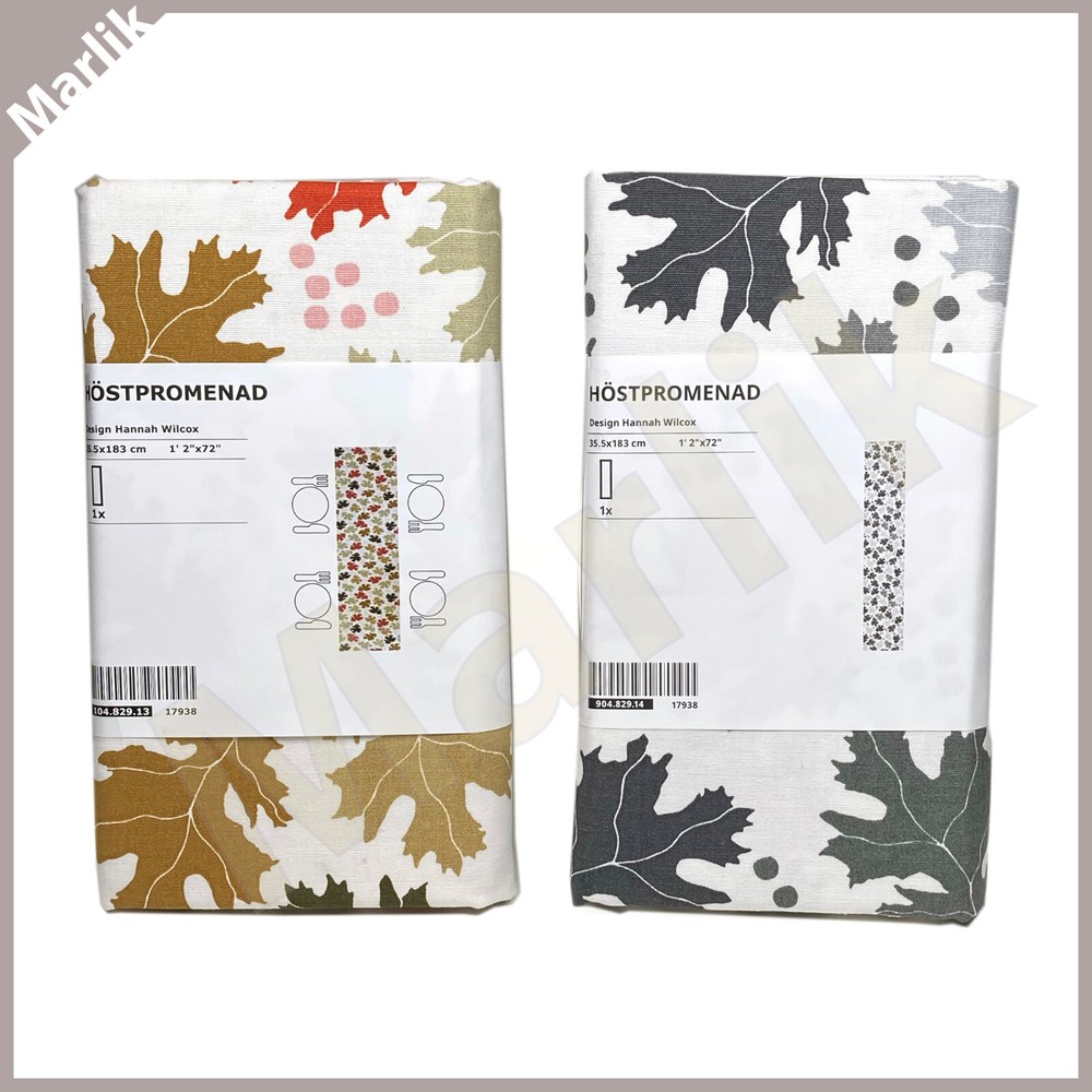 Ikea HOSTPROMENAD Table Runner 1' 2"x 72" Cotton, Leaf Fall Pattern, NEW