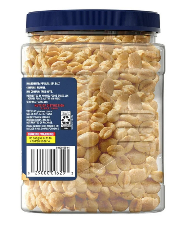 PLANTERS Lightly Salted Dry Roasted Peanuts, Party Snacks, Plant-Based Protein,
