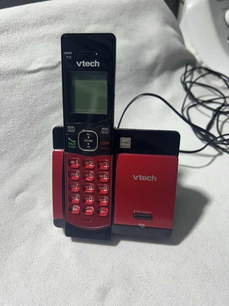 VTech Cordless Phone w/ Base Red Black Home Phone System Untested
