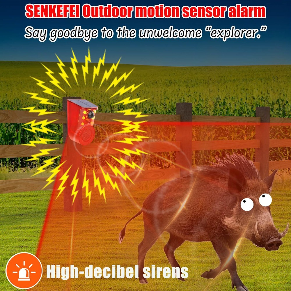 Solar Motion Sensor Alarm Device - Waterproof, Multi-Mode, Wide-Angle Sensing...