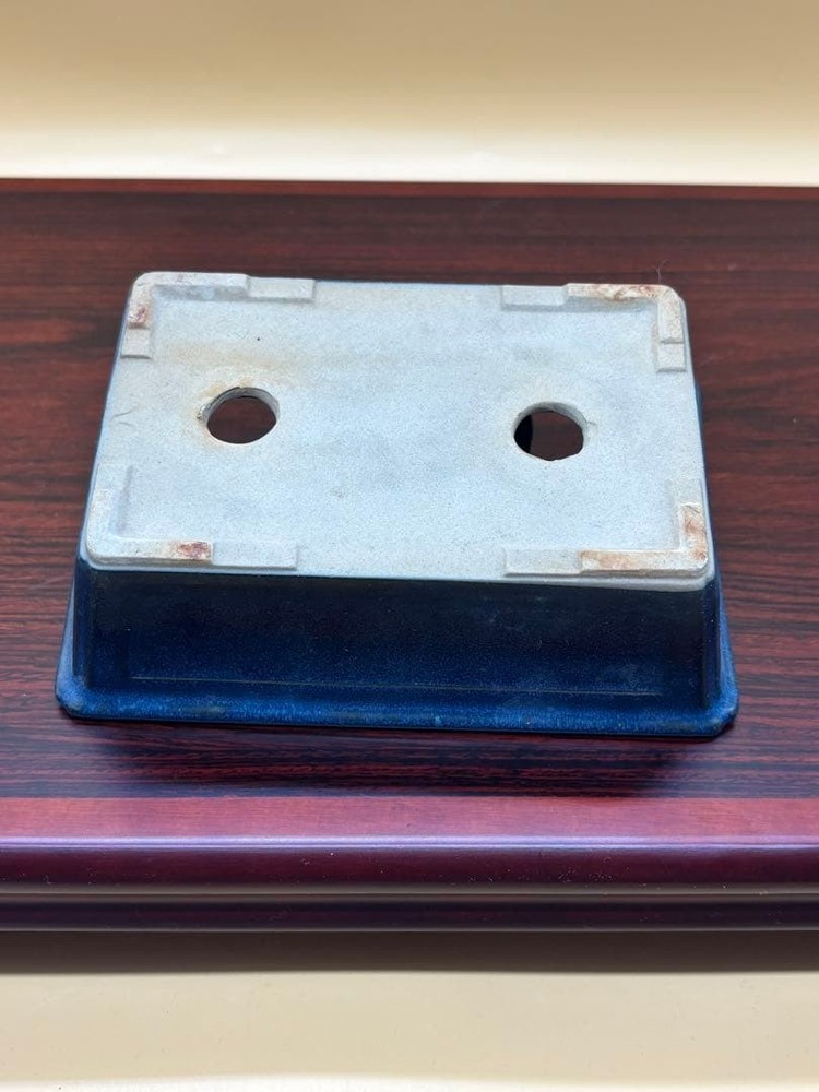 Blue Rectangular Bonsai Pot Japanese Art Shape Miniature Tree Container 16.5 cm