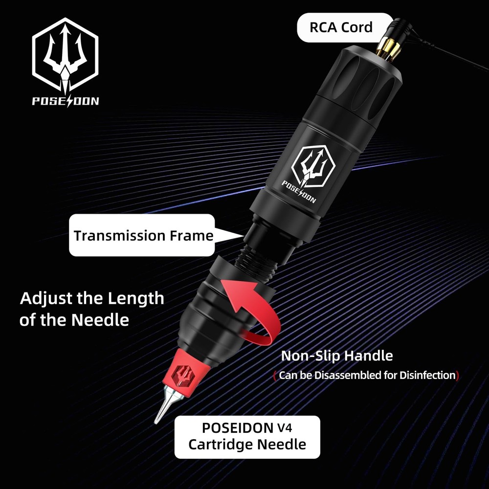 POSEIDON Tattoo Gun Kit - Wireless Pen TK035, Multicolor