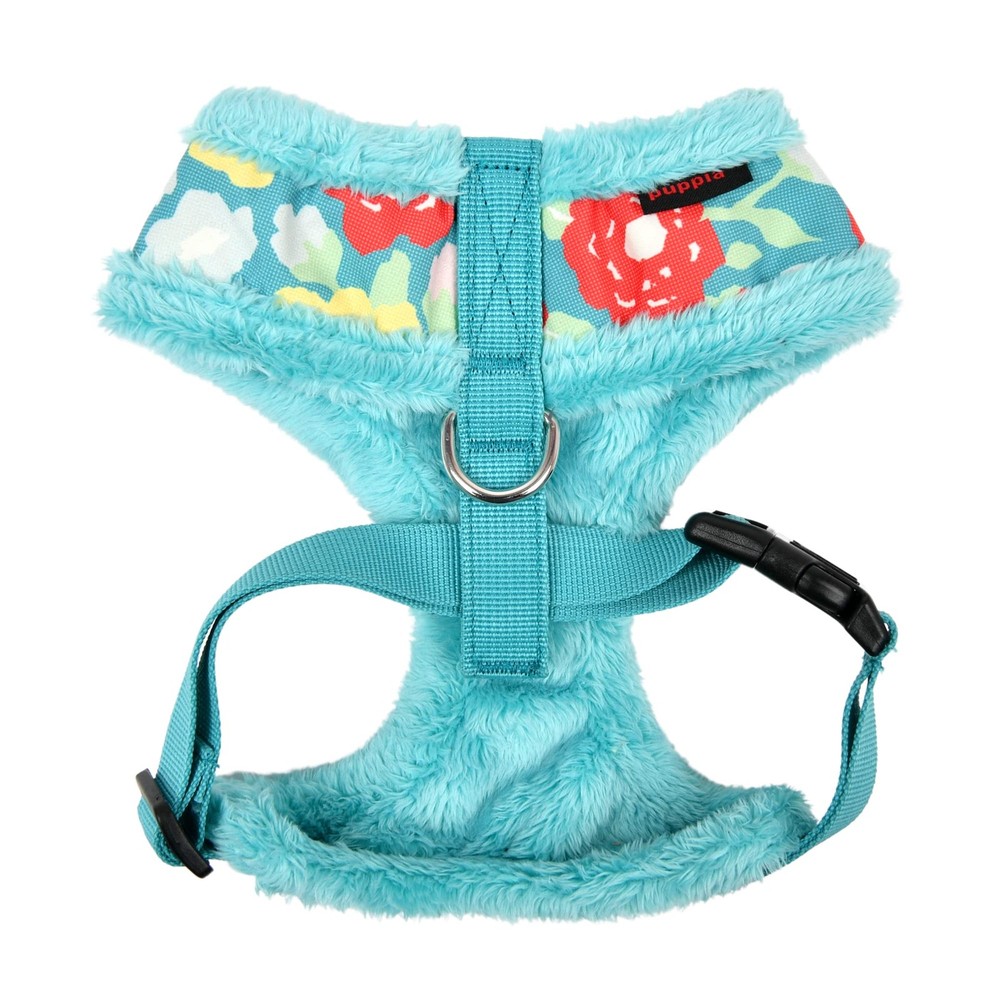 Warm Winter Flower Pattern OverTheHead Dog Harness Adjustable Aqua Small
