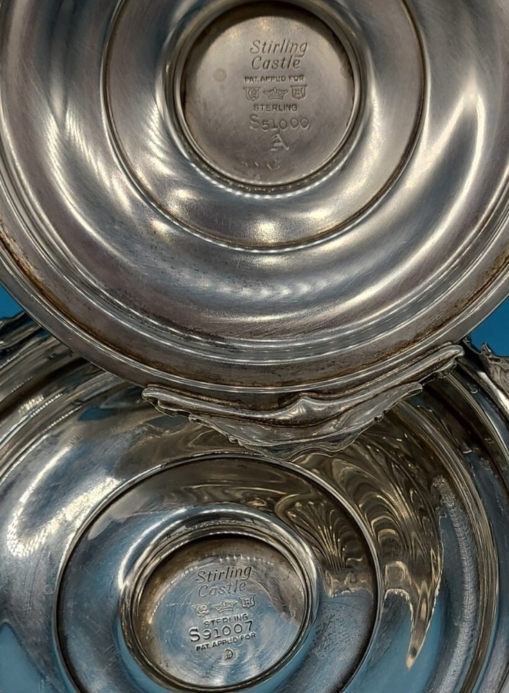 QUAKER SILVER CO. STIRLING CASTLE STERLING SILVER TABLE GARNITURE
