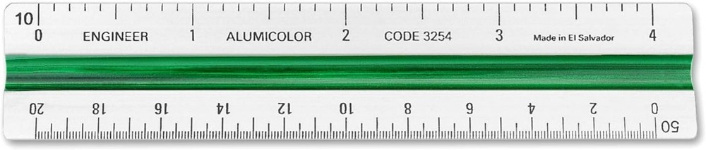 Solid Silver Aluminum Engineer Scale - 4IN Color-Coded Drafting Ruler for Pros