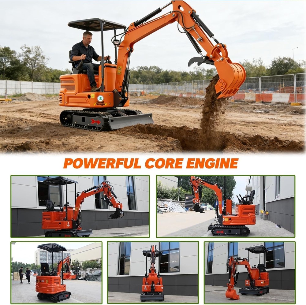 1-ton mini excavator (pilot thumb clamp) + mini loader B&S engine free shipping