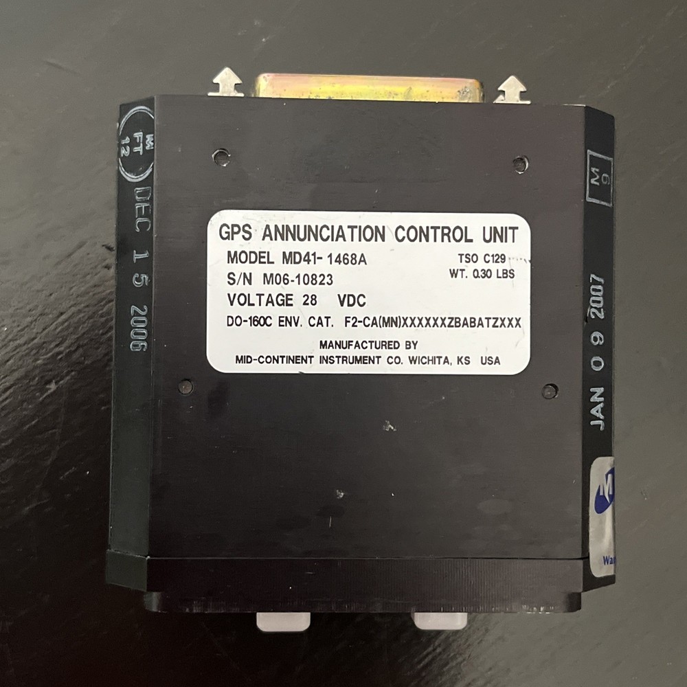 Mid-Continent MD 41-1468A GPS Annunciation Control Unit