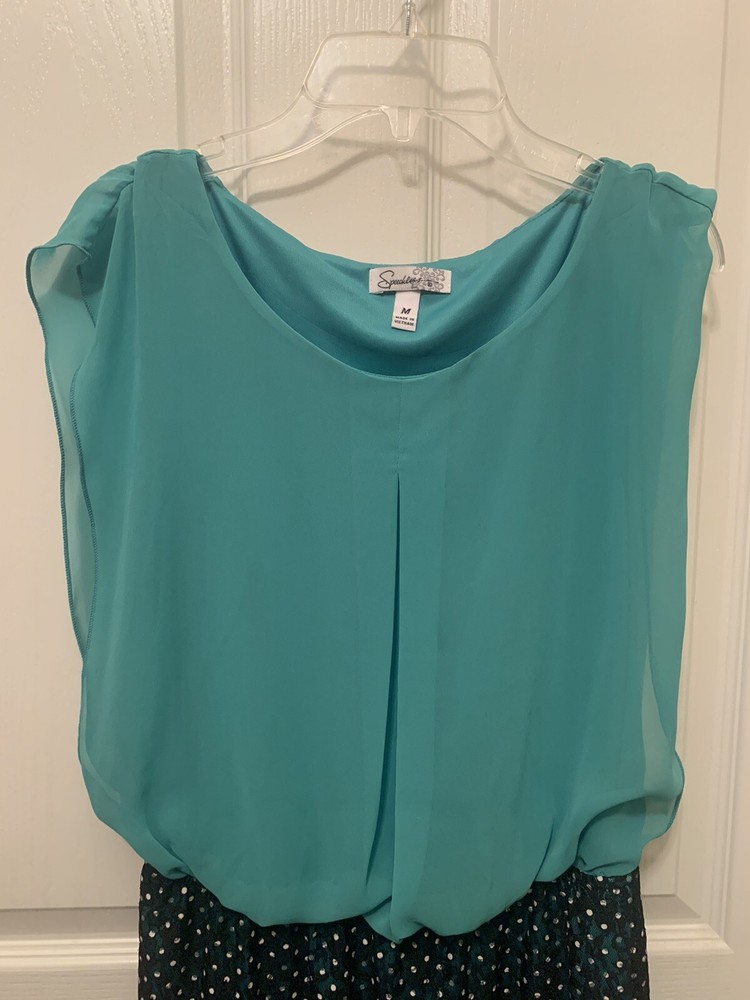 Speechless Juniors Size Medium Teal Polka Dot Dress