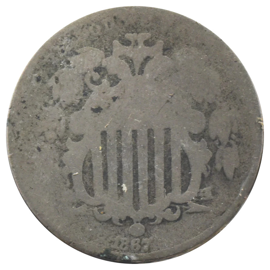 1867 Shield Nickel With Rays (AG)
