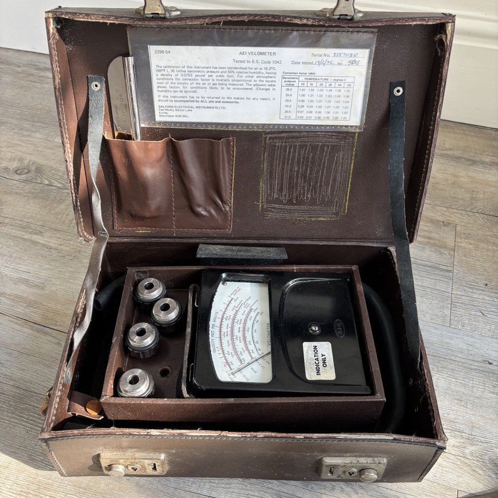 Vintage AEI Cased Velometer & accessories - untested / display