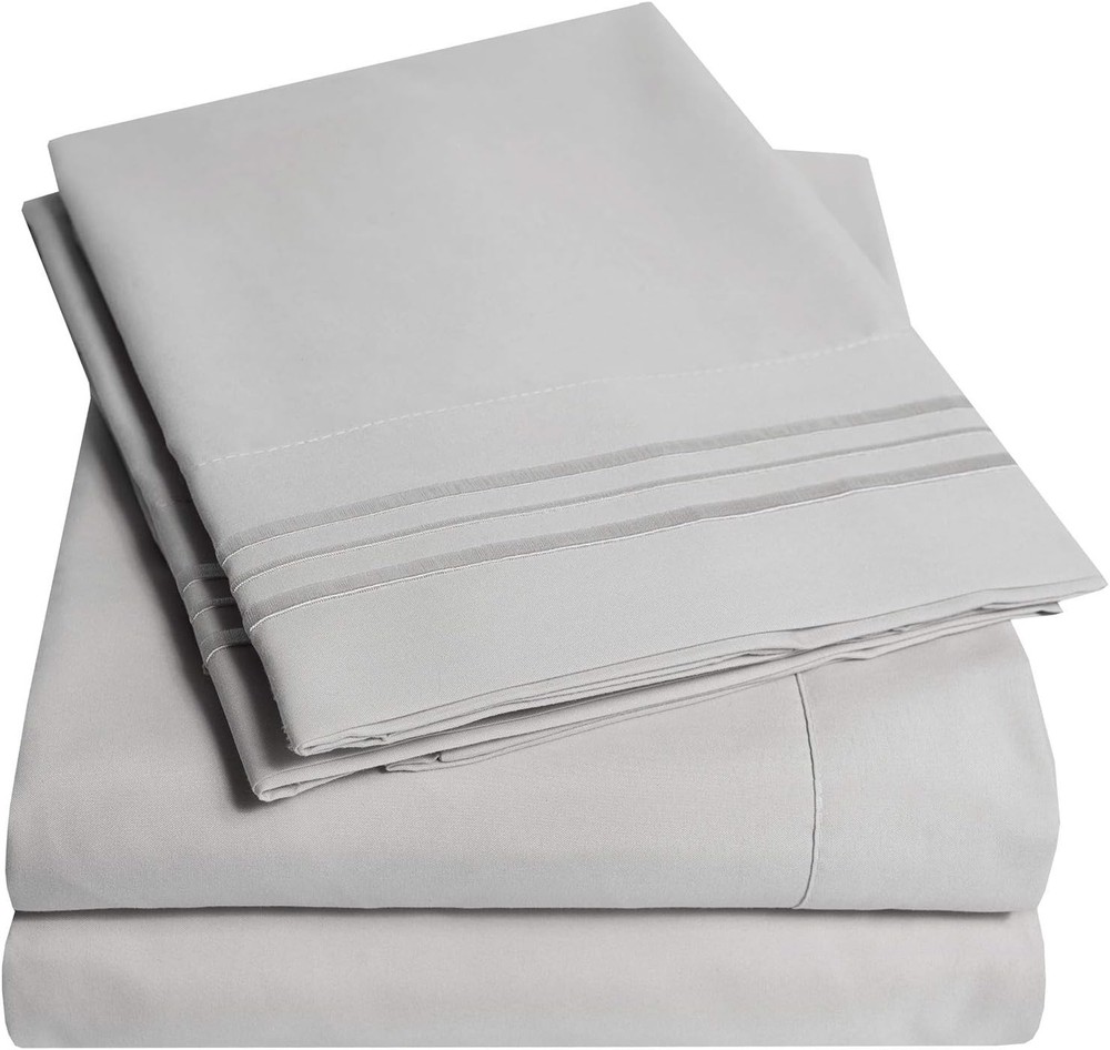 1500 Supreme Collection Queen Sheet Sets Light Gray Silver -  Hotel Bed Sheets