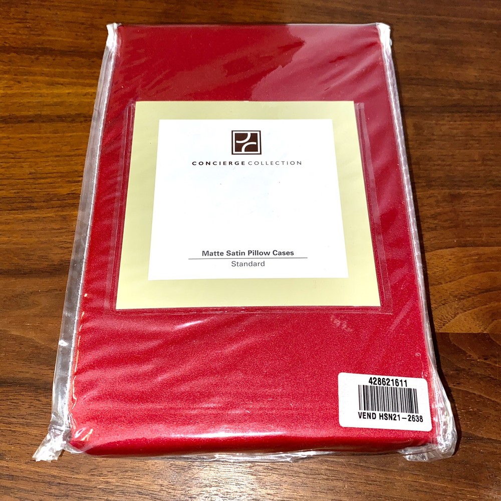 CONCIERGE COLLECTION Matte Satin Pillow Cases Standard Set Deep Red