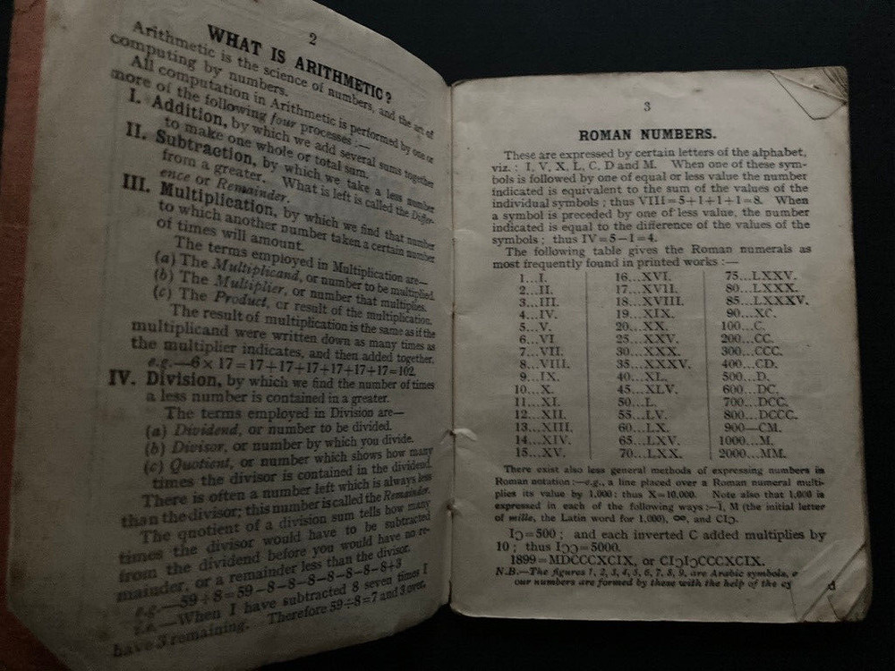 Wightman's Arithmetical Tables booklet