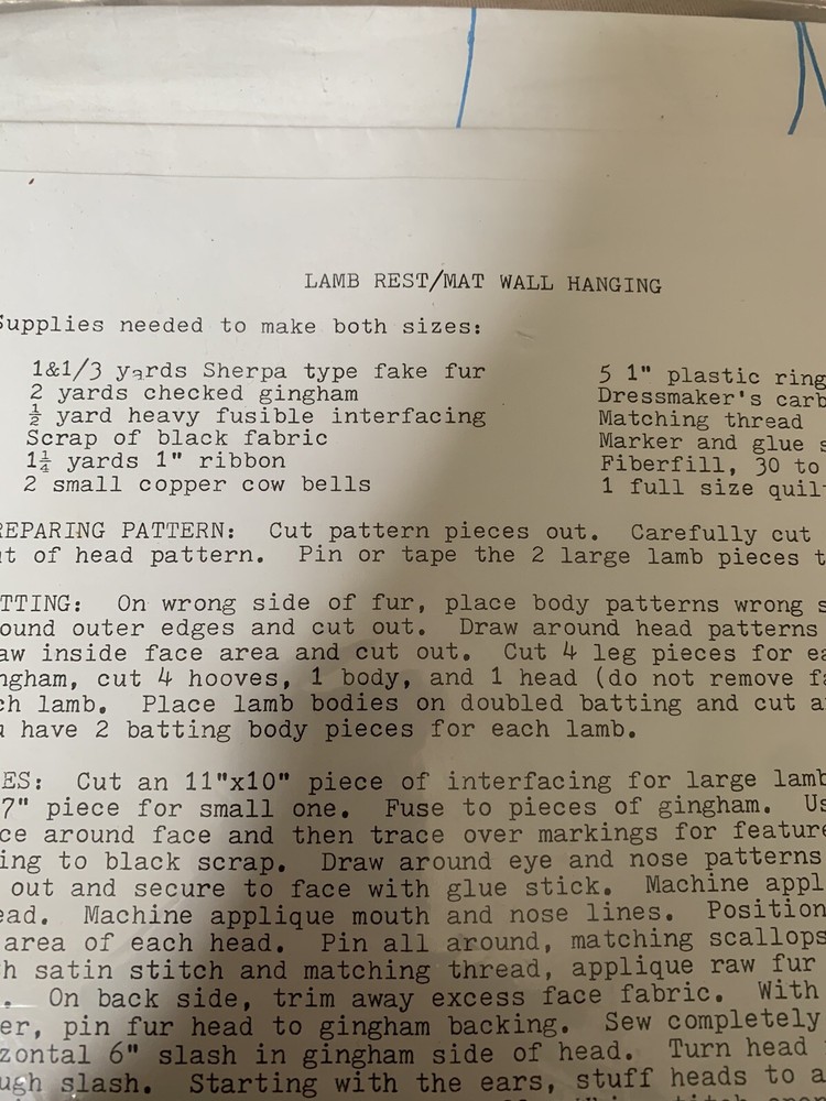 Pebblebrook Patterns Full Size Patterns Lamb Rest Mat/Wall Hangings