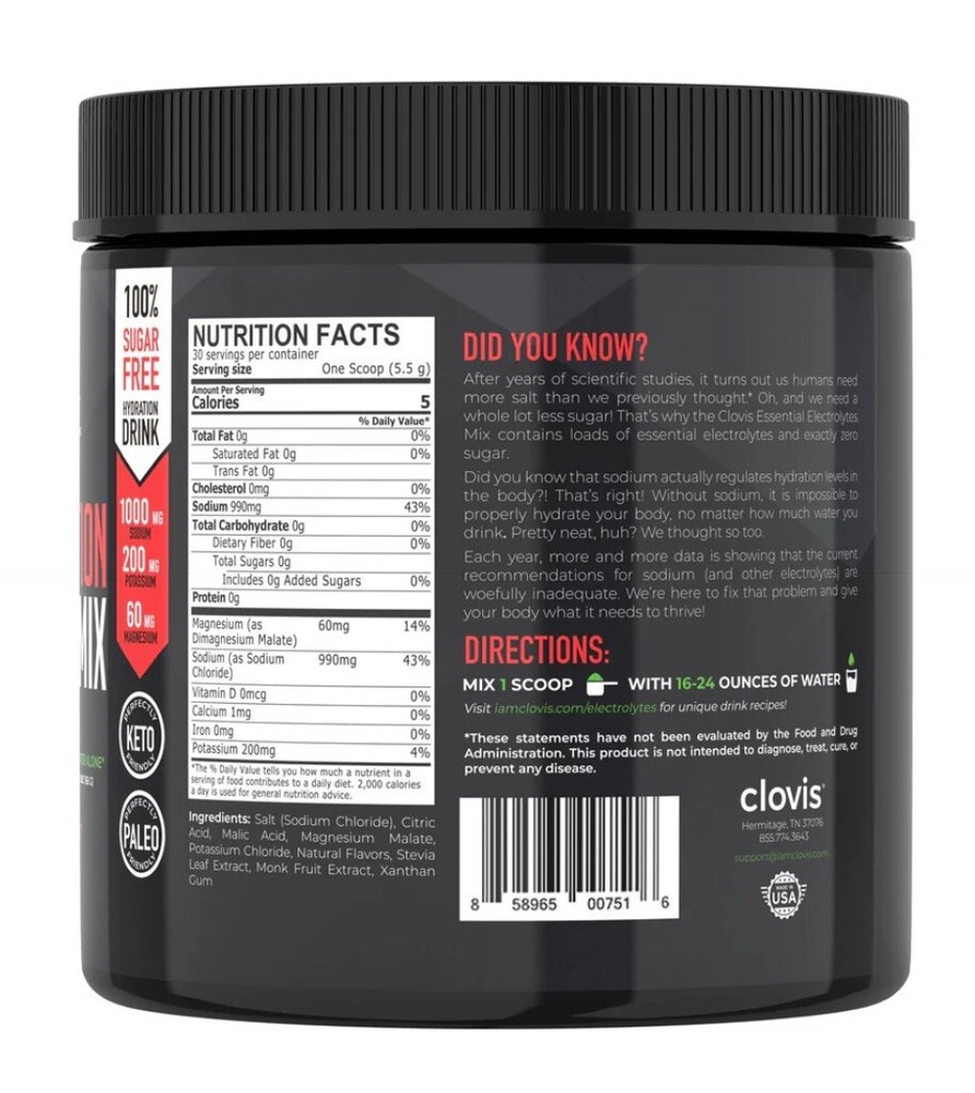 Clovis Essential Electrolytes HYDRATION DRINK MIX Cherry Limeade 3 Pack New