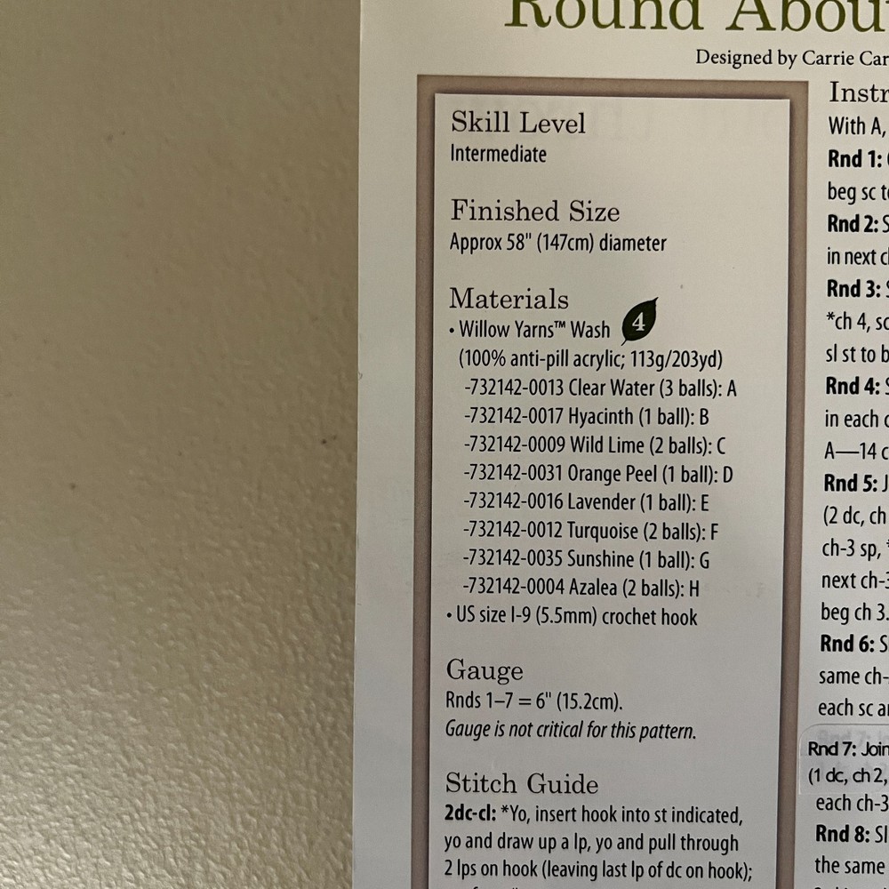 Willow Yarns Round About Throw Afghan Crochet Pattern