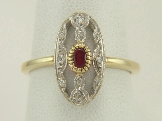 Art Deco Style Lab-Created Ruby Anniversary Wedding 14k White Gold Finish Ring