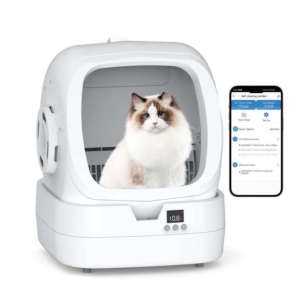 Mintakawa Automatic Cat Litter Box Self Cleaning - APP Control Medium, White