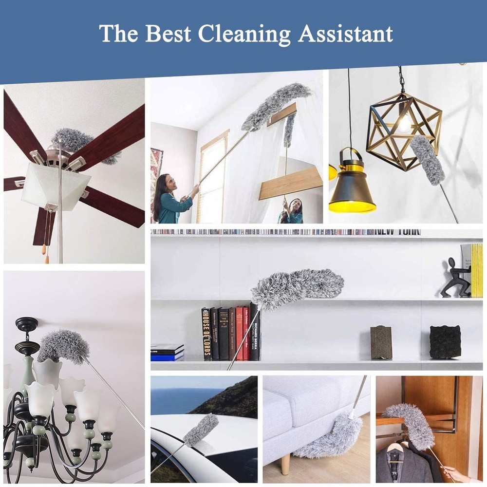 Microfiber Feather Duster, Extendable Cobweb Duster with 100 inches Extension...