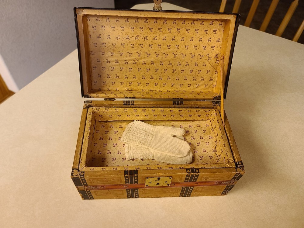 Vintage Doll Trunk Collectible Wood Chest