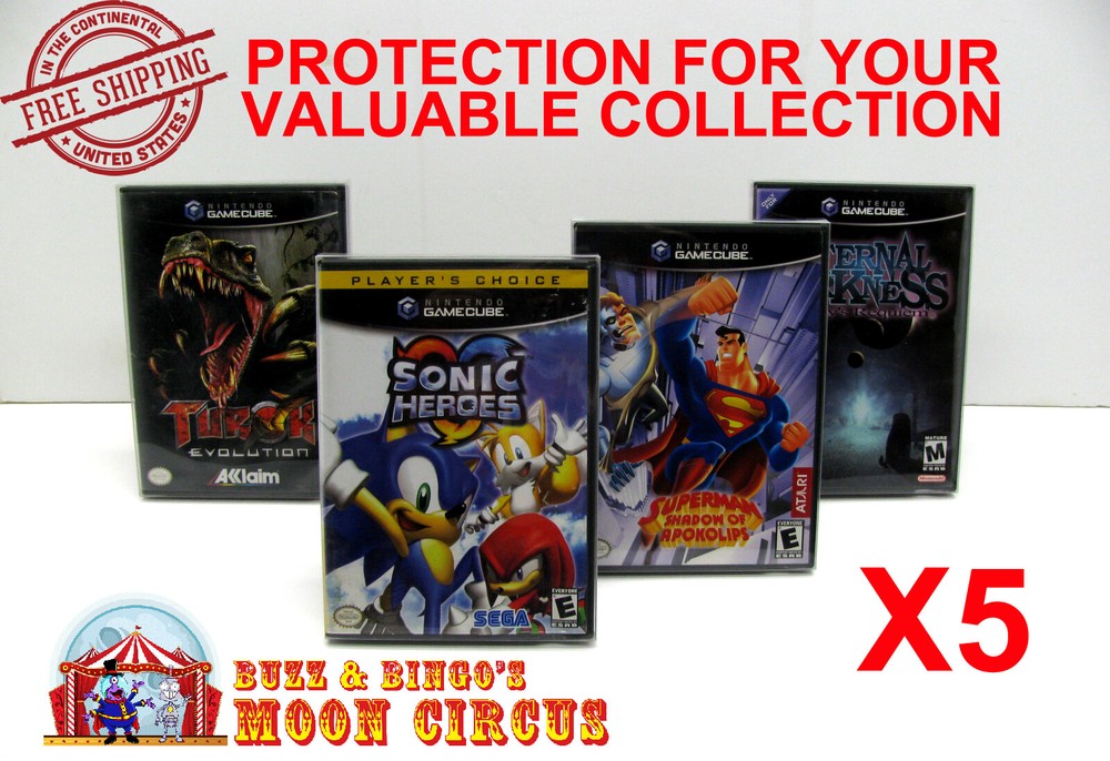 5X NINTENDO GAMECUBE CIB GAMES - CLEAR PLASTIC PROTECTIVE BOX PROTECTORS CASE