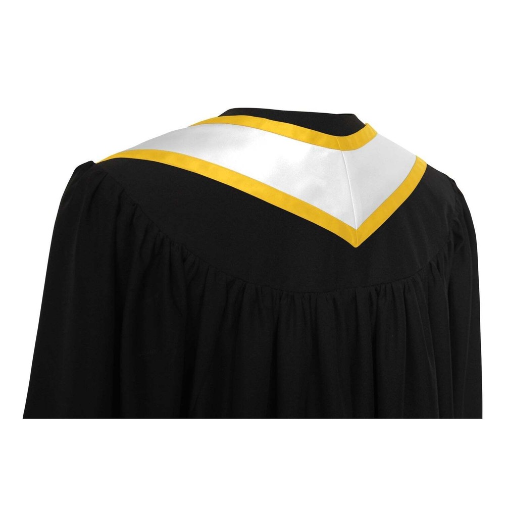 White/Gold Plain Graduation Stole with Trim Color & Classic End
