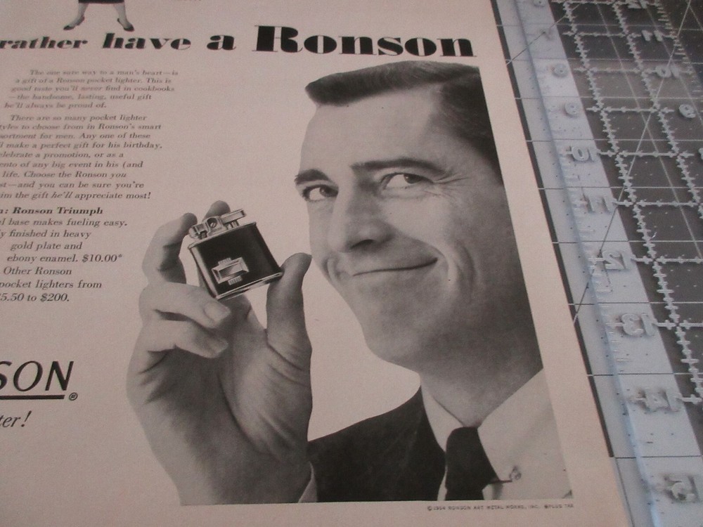 1954 Ronson world's greatest lighter ! print ad