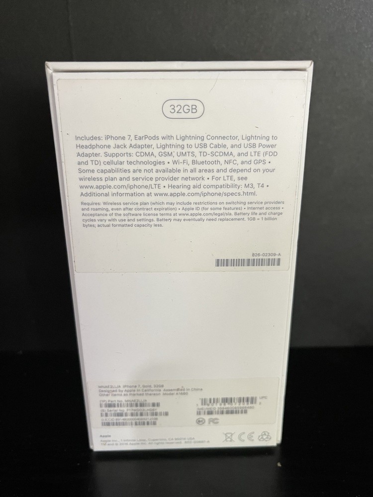 Apple Gold Empty Iphone 7 Box 32GB w/ Stickers — BOX ONLY