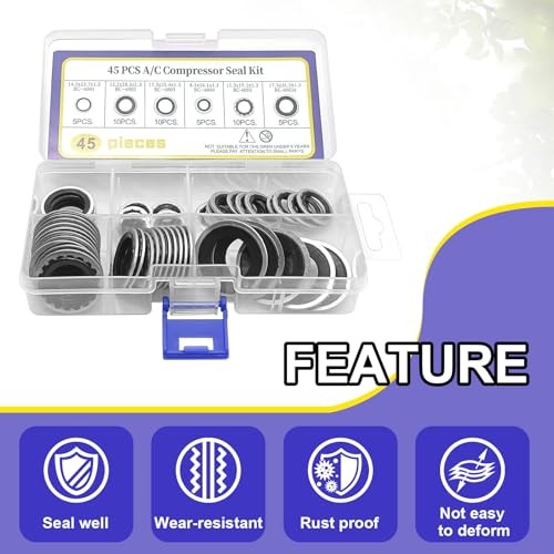 45PCS AC Gasket Sealer AC O Ring Seal Kit Versatile AC Seal Kit for Fixing Car