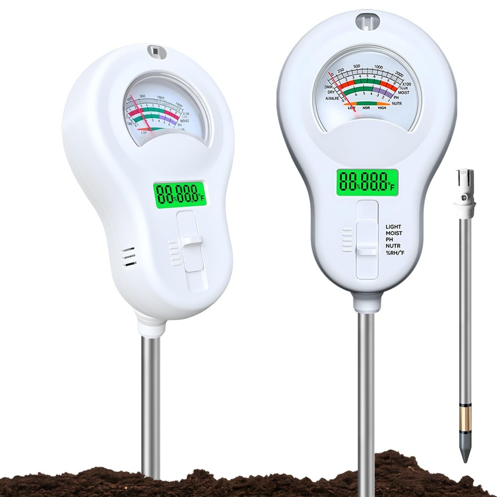 6-in-one Soil Test Kit-Soil Moisture Meter/PH Meter/Fertility/Sunlight...