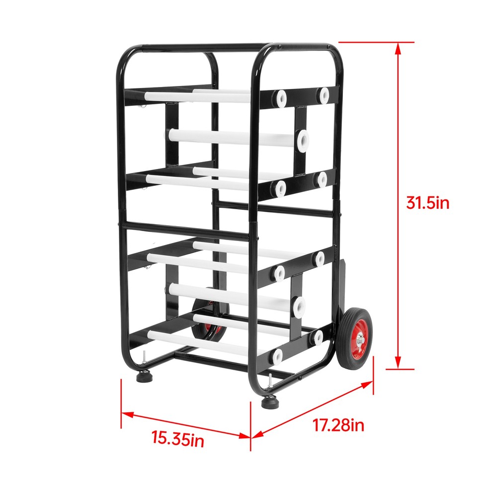 Wire Spool Rack Cable Holder Dispenser with 10 Rods Multiple Axle Spool Cart