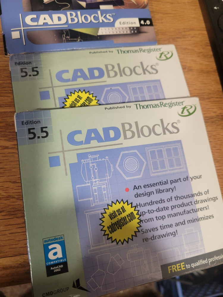 Vintage CD-Rom Software Windows virtual Basic, partspec, themes, Cad Blocks, Mor