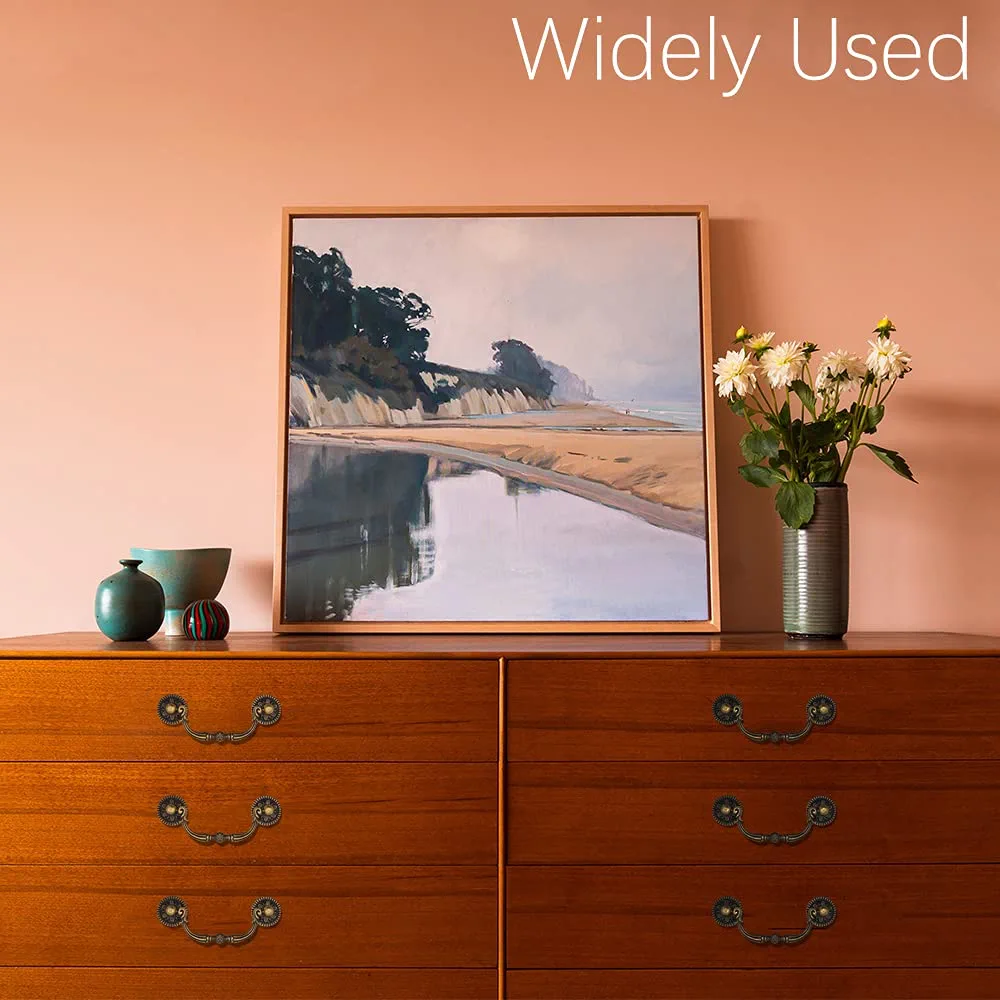 1~20PCS Vintage Drop Bail Dresser Pull Handle Drawer Pulls Rustic Antique Bronze