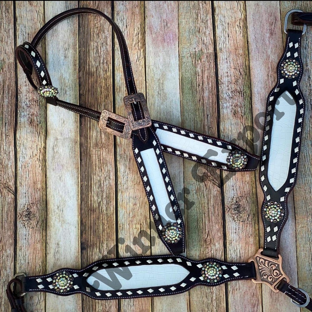 White Croco Tack Set | Horse Tack Set