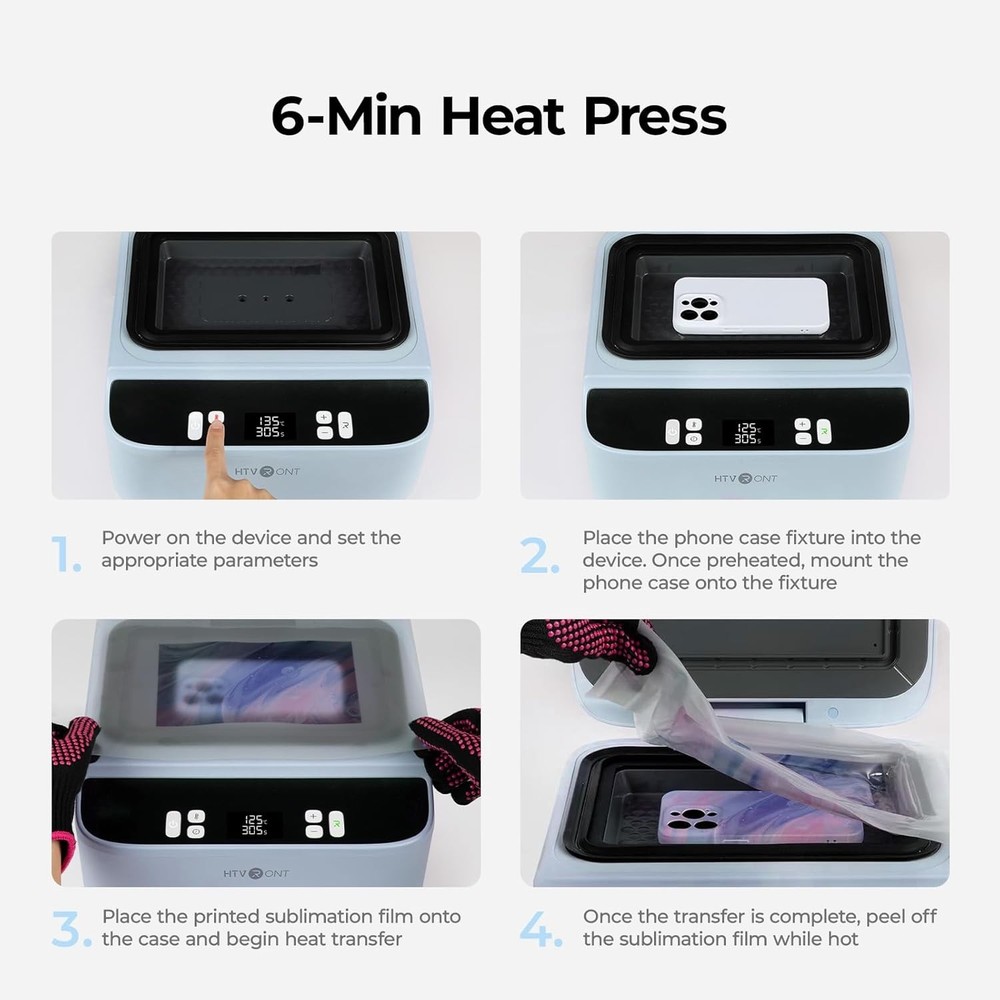 HTVRONT Phone Cases Heat Press for Iphone&Android 3D Automatic Vacuum Heat Press