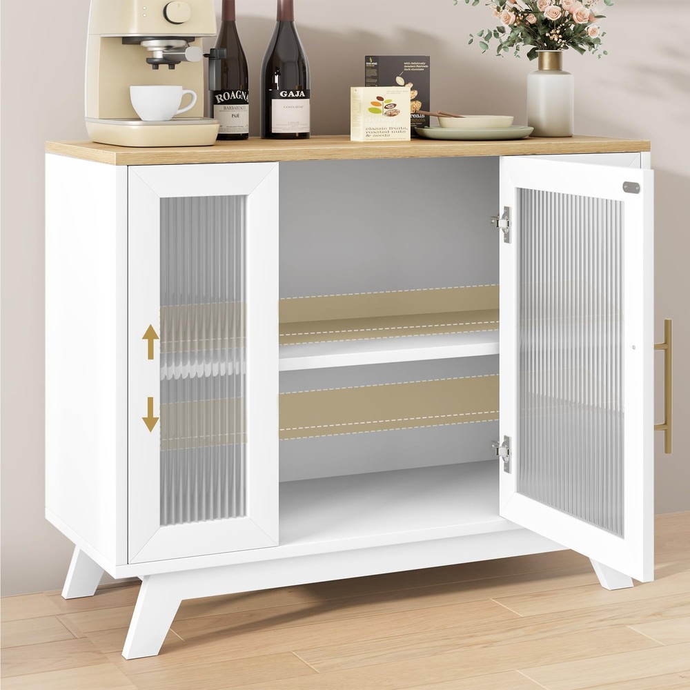 Buffet Cabinet, 36" Sideboard Buffet Storage Cabinet with Adjustable Shelves ...
