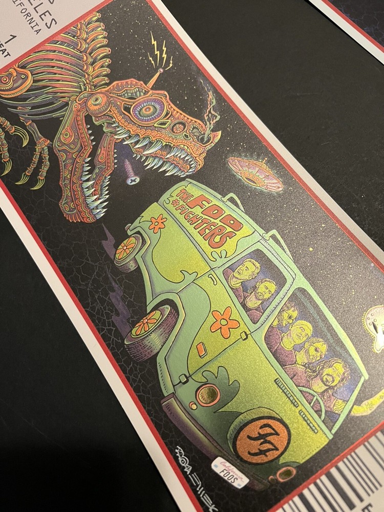 RARE TEST PRINT VARIANT Emek Foo Fighters LA Scooby Foo ticket handbill poster