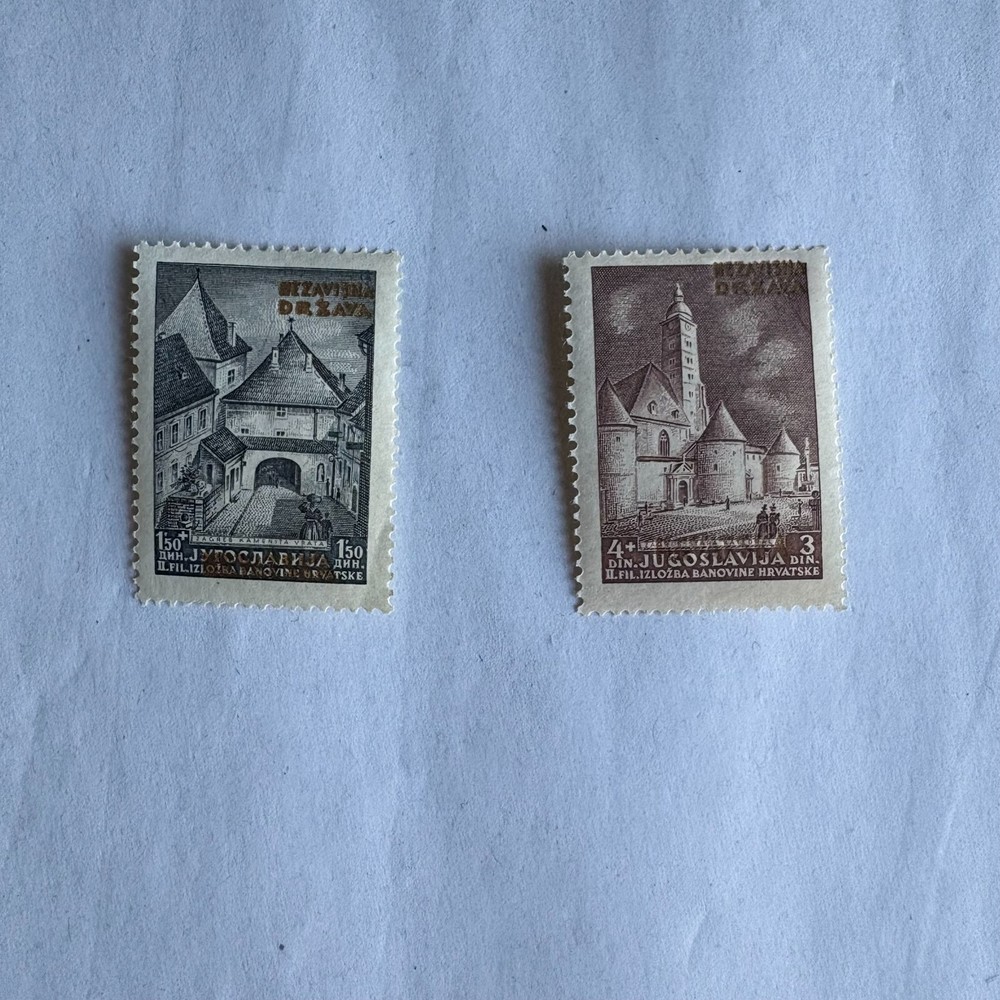 Yugoslavia 1941 Postage Stamps #B1 #B2 Mint Antique Architecture