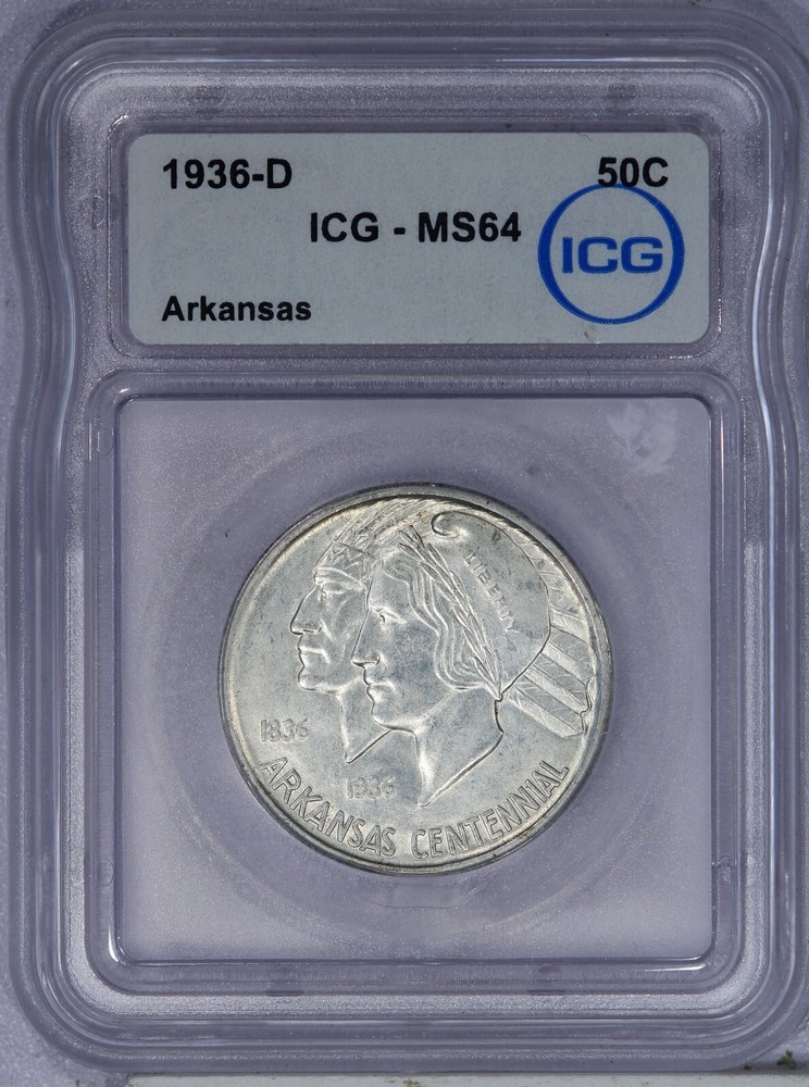 1936-D Arkansas Half Dollar 50C ICG MS64