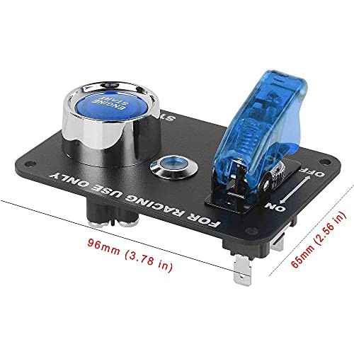 DC 12V Ignition Switch Panel 2 in 1 Car Engine Start Push Button, LED blue