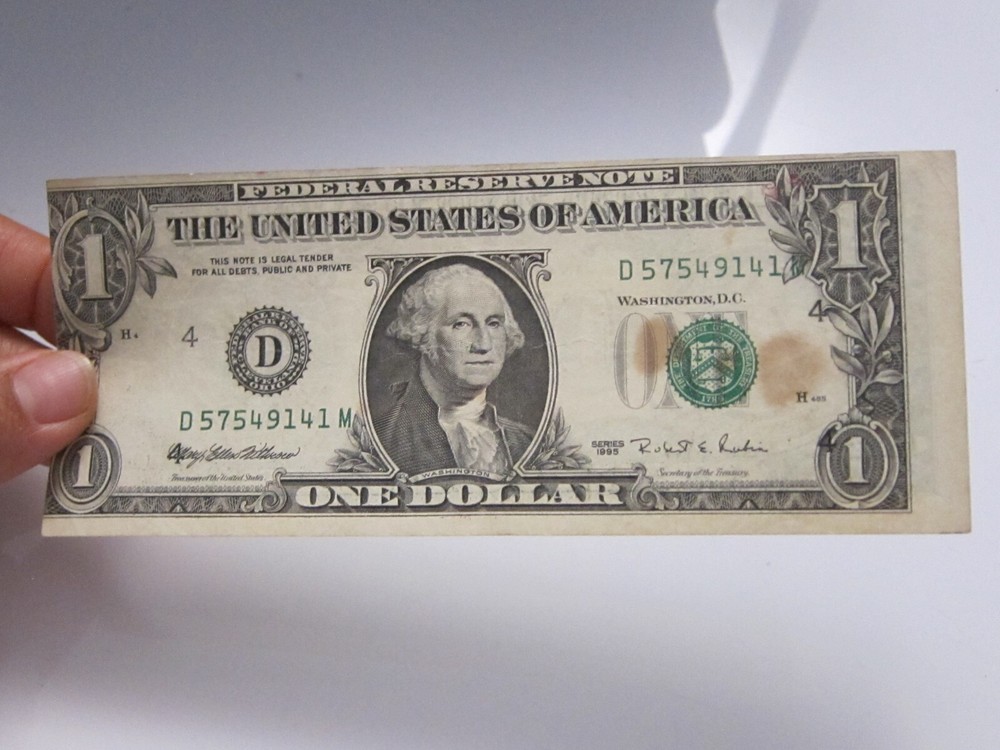 1995 $1 Error Printing & Cut #D57549141M